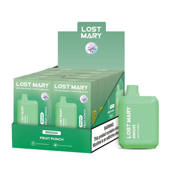 Lost Mary BM5000 5000 Puff 14mL 30mg Fruit Punch with packaging