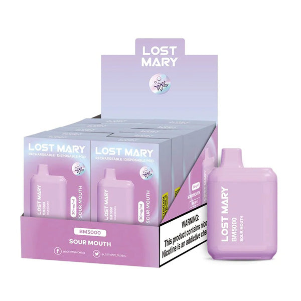 Lost Mary BM5000 5000 Puff 14mL 30mg Sour Mouth with packaging