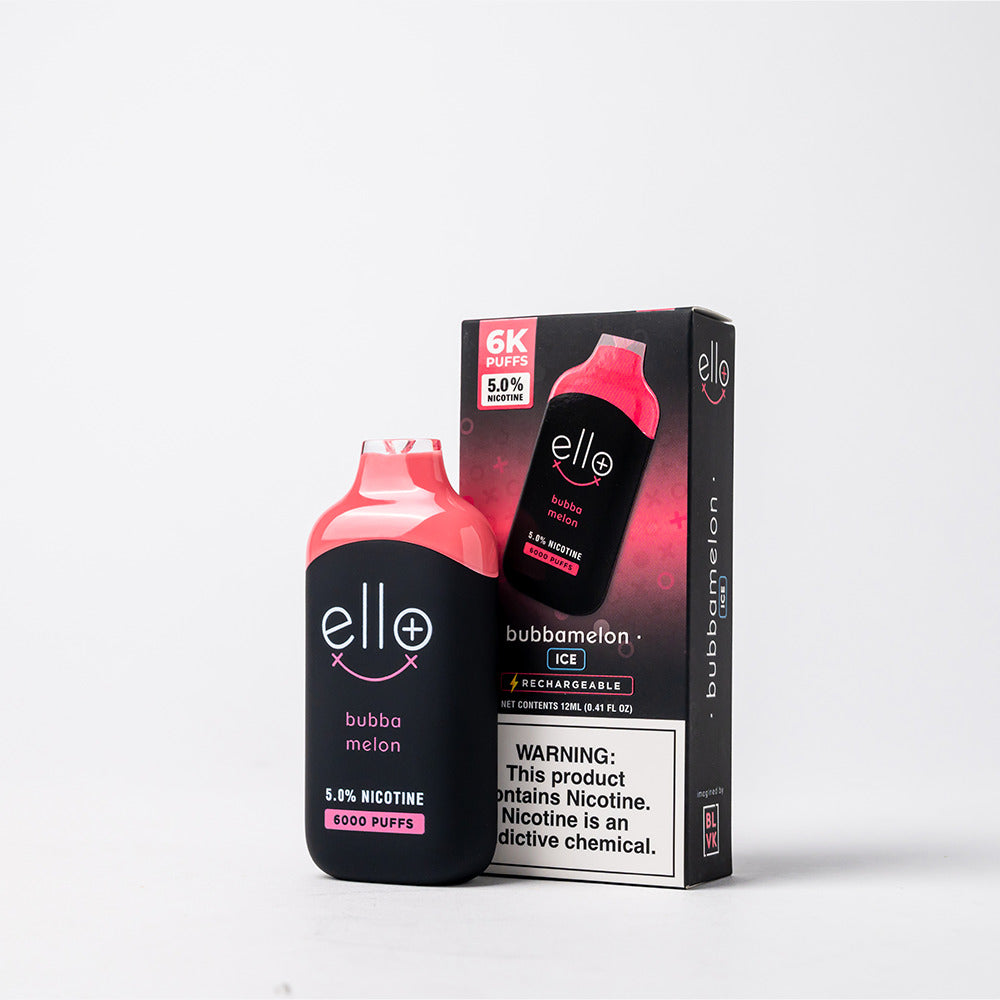 BLVK Disposable – Ello Plus 6000 Puffs (12mL) 50mg Bubba Melon Ice with Packaging