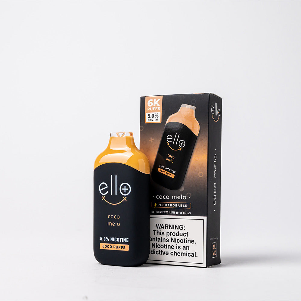 BLVK Disposable – Ello Plus 6000 Puffs (12mL) 50mg Coco Melon with Packaging