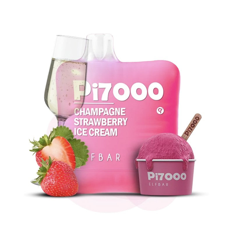 Elf Bar PI7000 Disposable | 7000 Puffs | 17mL | 40-50m Champagne Strawberry Ice Cream