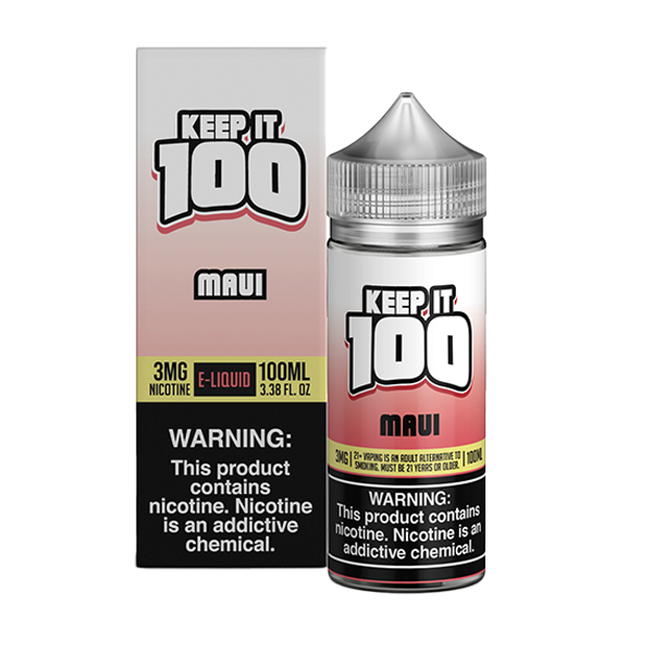 Maui by Keep It 100 Tobacco-Free Nicotine Series 100mL with Packaging
