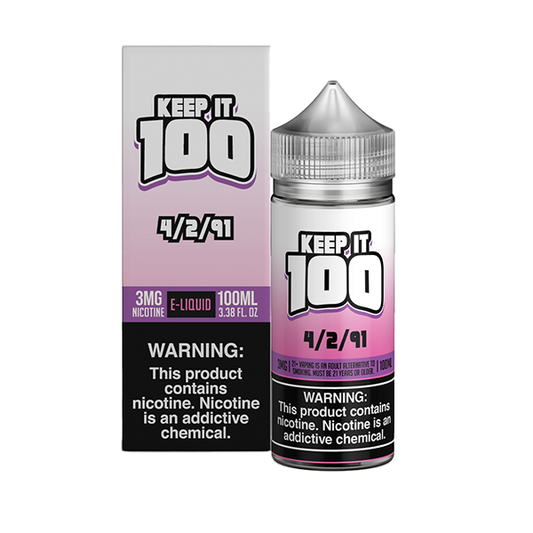 4/2/91 (Shake) by Keep It 100 Tobacco-Free Nicotine Series 100mL with Packaging