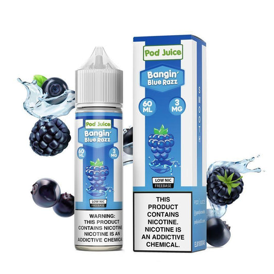Bangin Blue Razz by Pod Juice Series 60mL with Packaging