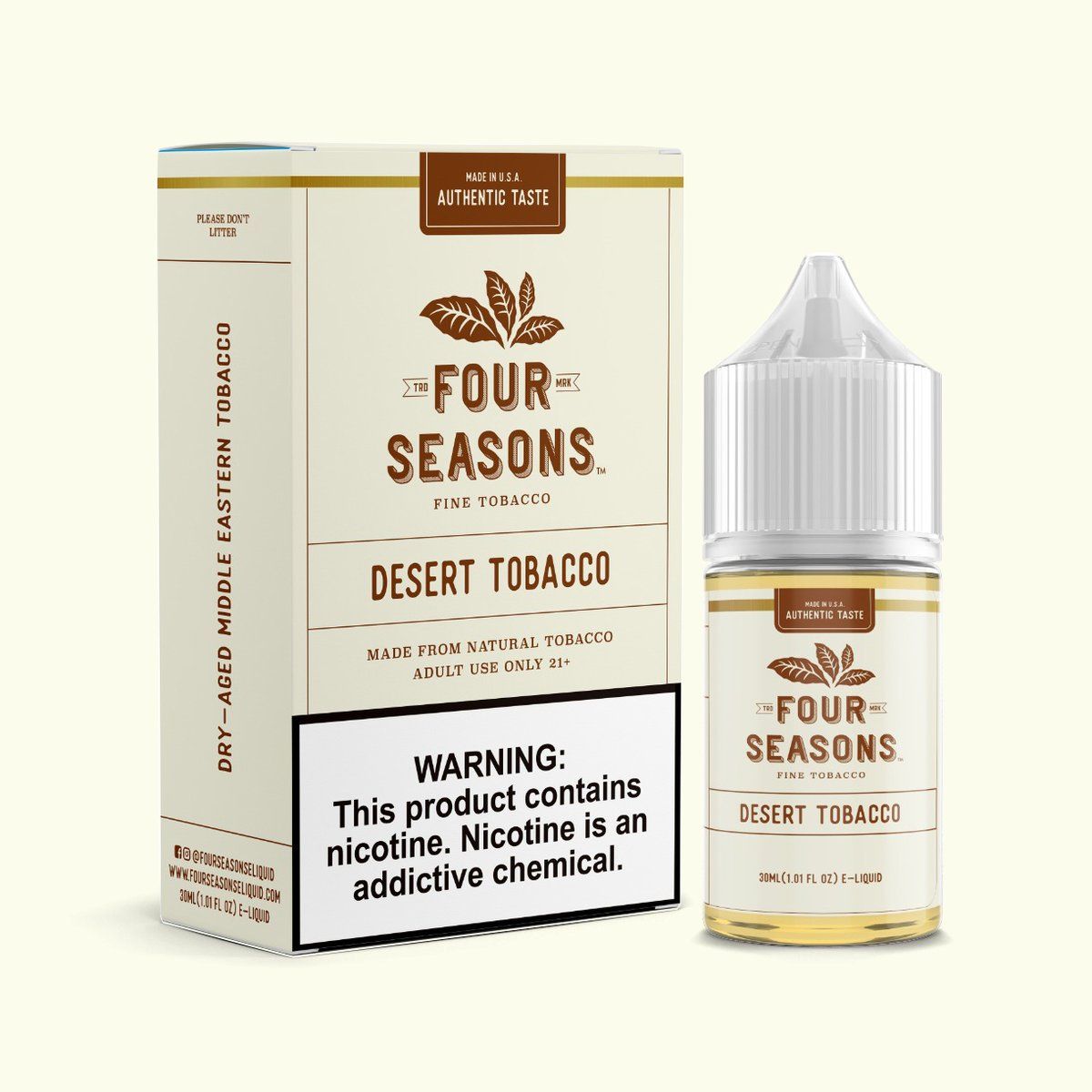 Desert Tobacco by Four Seasons Free Base Series 30mL with Packaging