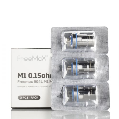FreeMaX Maxus Pro 904L M Replacement Coils m1 0.15ohm (3-Pack) with packaging