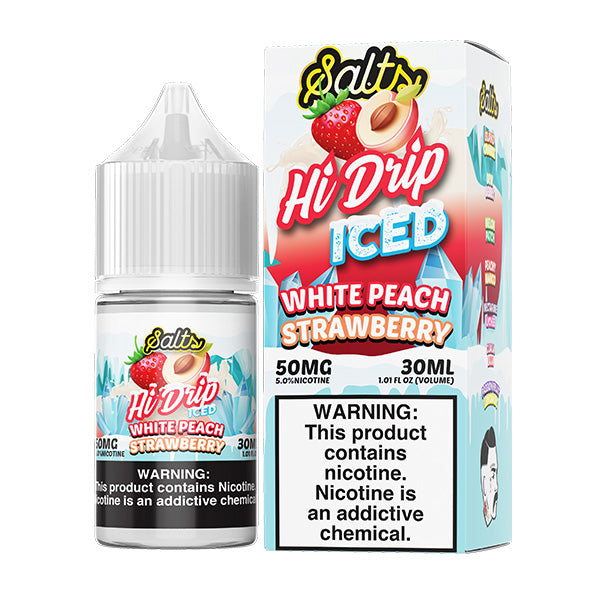 White Peach Strawberry ICED | Hi-Drip Salts | 30ml 50mg with Packaging