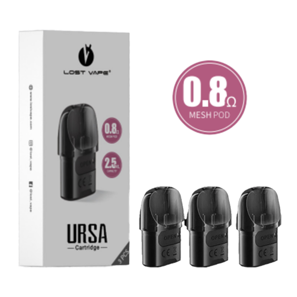 Lost Vape Ursa Replacement Pods 2.5mL 0.8ohm with packaging