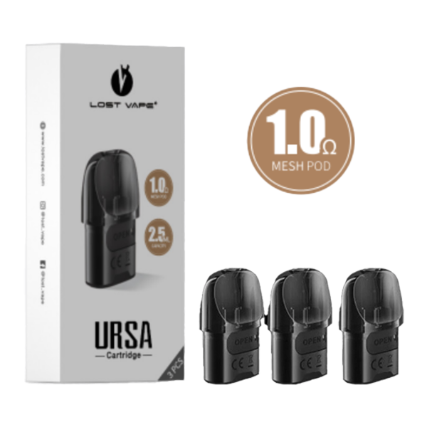 Lost Vape Ursa Replacement Pods 2.5mL 1.0ohm with packaging