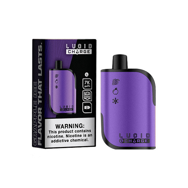 Lucid Charge Disposable | 7000 Puffs | 14mL | 5% Grapple Ice with Packaging