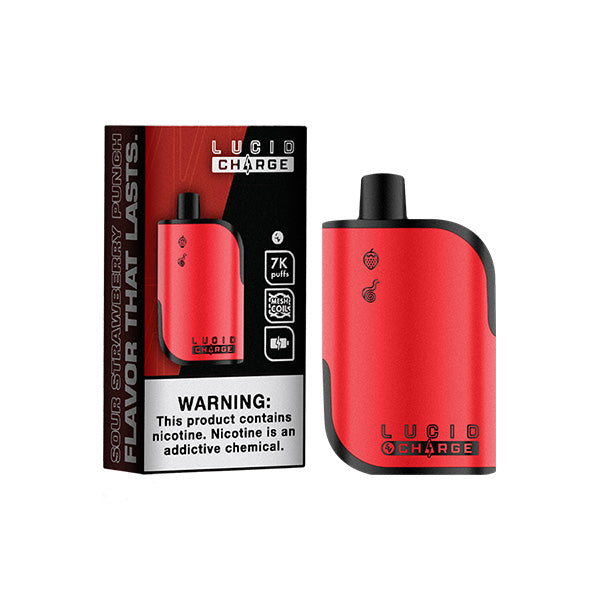 Lucid Charge Disposable | 7000 Puffs | 14mL | 5% Sour Strawberry Punch with Packaging