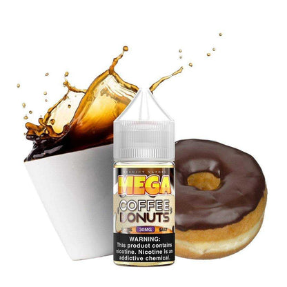Coffee Donuts by Mega E-Liquids Salts Series 30mL Bottle with background
