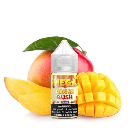 Mango Rush by Mega E-Liquids Salts Series 30mL Bottle with background