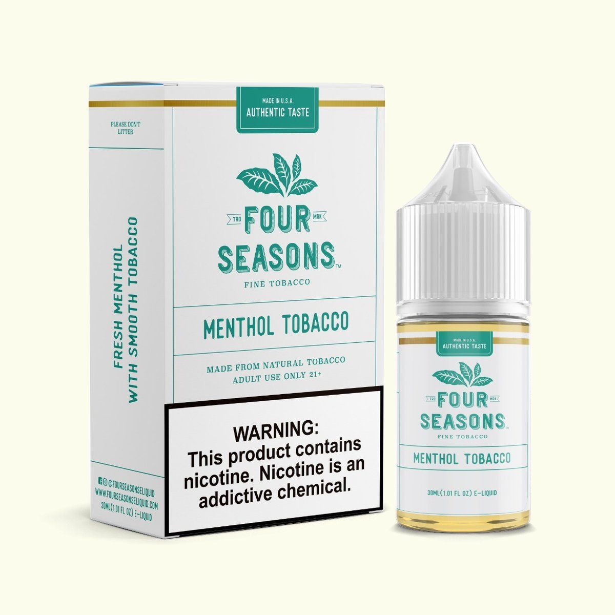 Menthol Tobacco by Four Seasons Free Base Series 30mL with Packaging