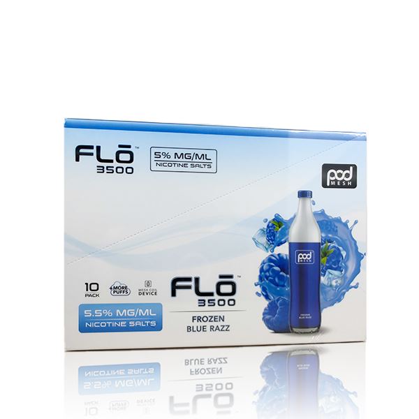 Pod Mesh Flo Disposable | 3500 Puffs | 10mL Frozen Blue Raz with Packaging