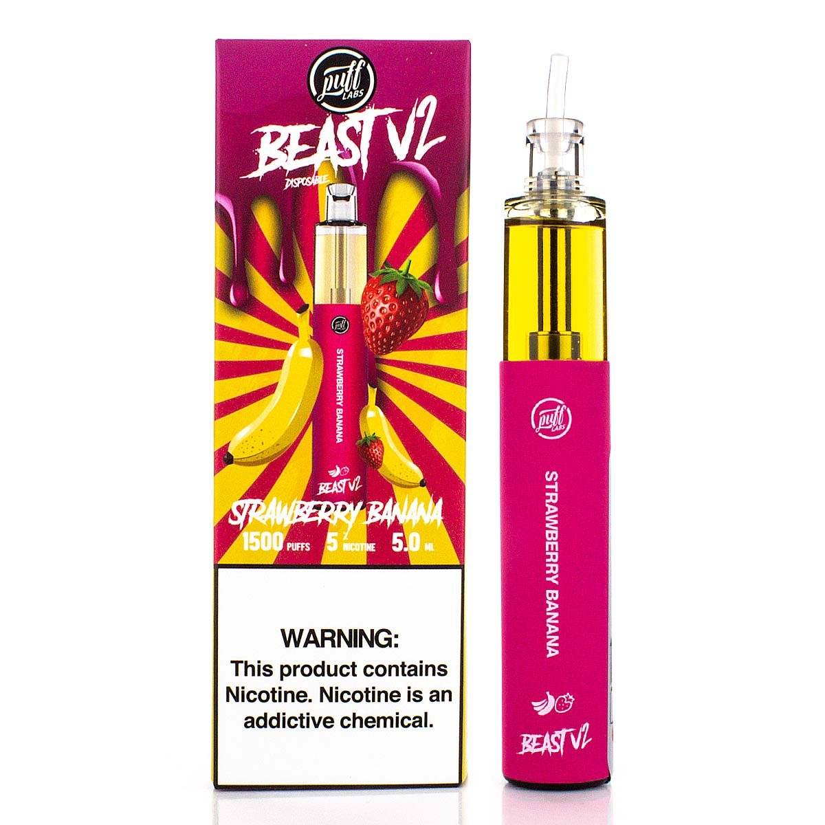 Puff Labs Beast V2 Disposable | 1500 Puffs | 5mL Strawberry Banana with Packaging