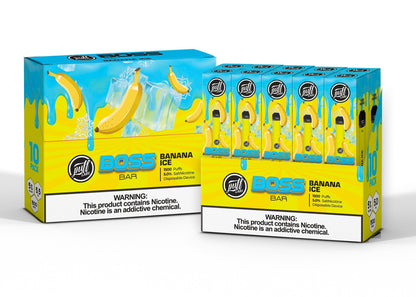Puff Labs Puff Boss Bar Disposable | 1500 Puffs | 5.5mL Banana Ice Packaging
