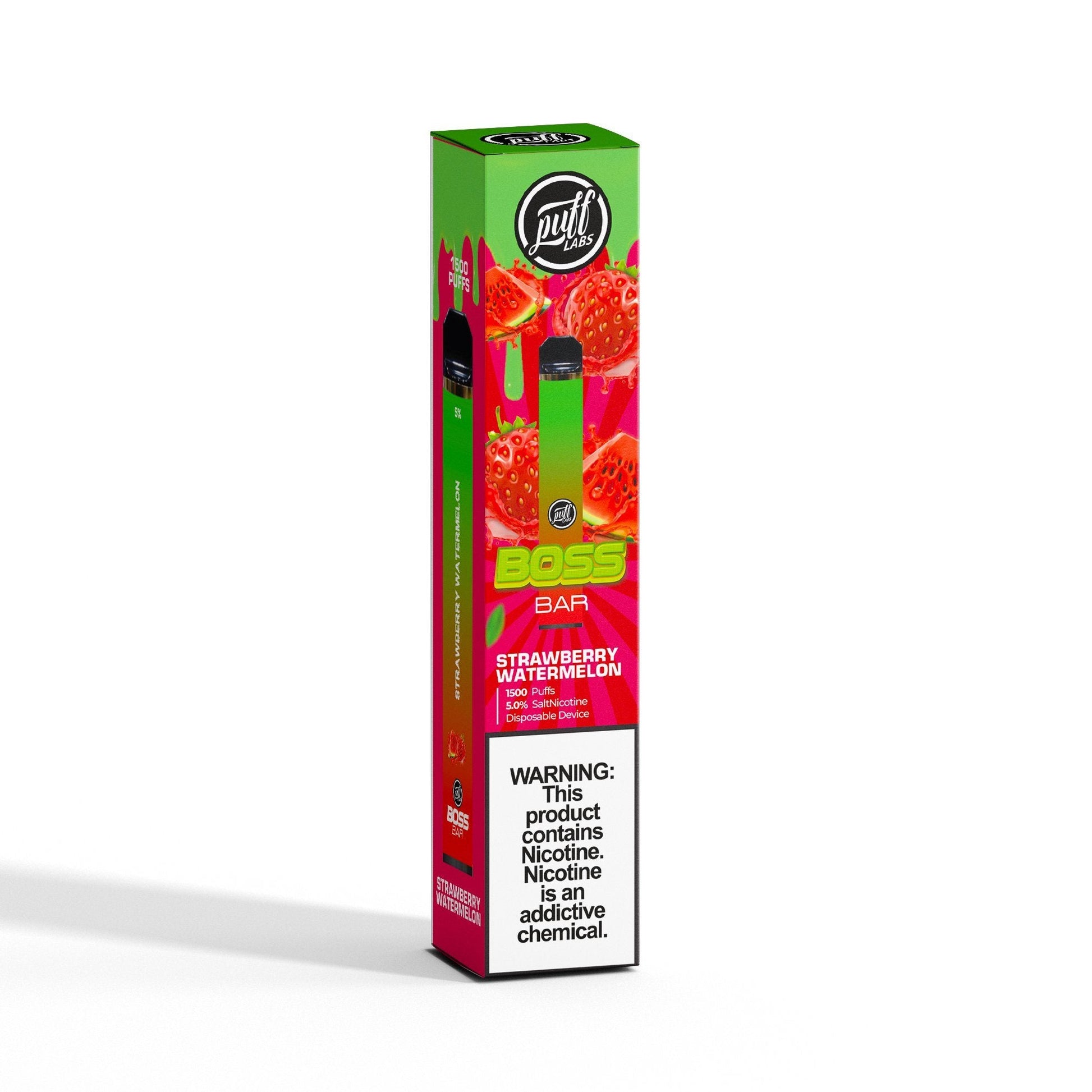 Puff Labs Puff Boss Bar Disposable | 1500 Puffs | 5.5mL Strawberry Watermelon Packaging