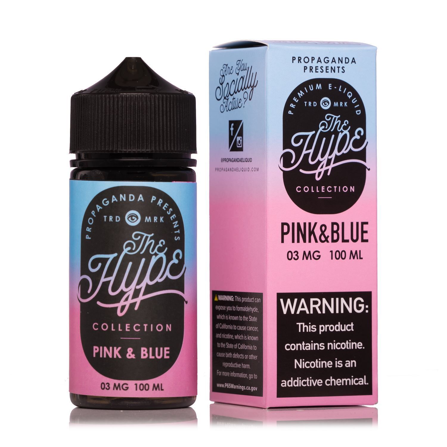 Pink & Blue by Propaganda The Hype Collection E-Liquid 100mL with Packaging